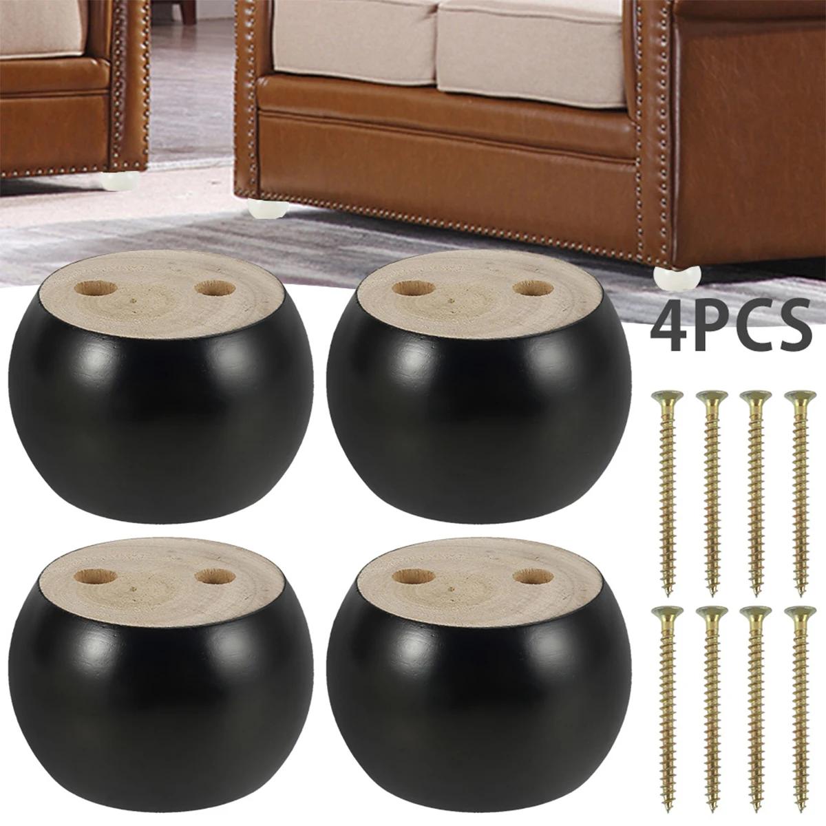 Pieds de meubles en bois massif, pieds de chignon de forme ronde, pieds de canapé de remplacement, p