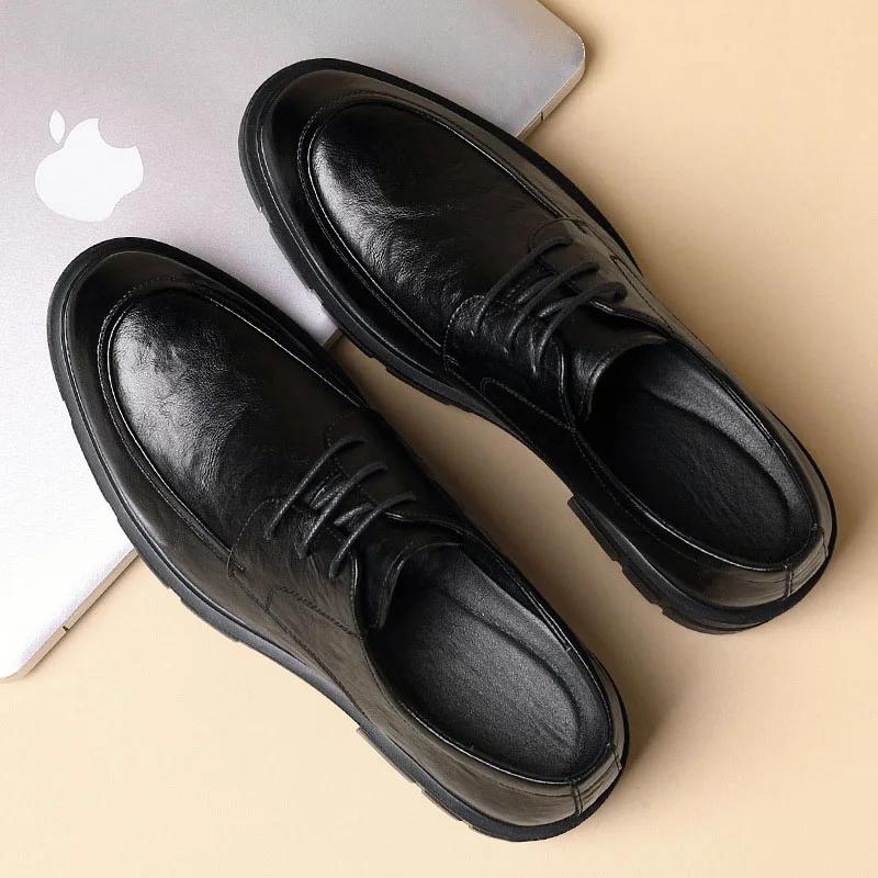 Chaussures en cuir à enfiler pour hommes, chaussures provoqué d'affaires, intérieur invisible, recom