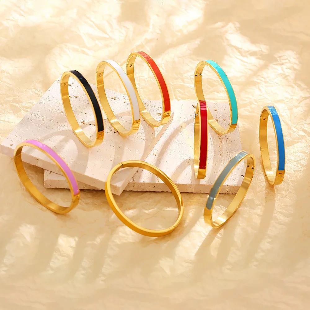 Bracelets de luxe en émail Orange coloré pour femmes, cadeau de fête, à la mode, bijoux originaux en