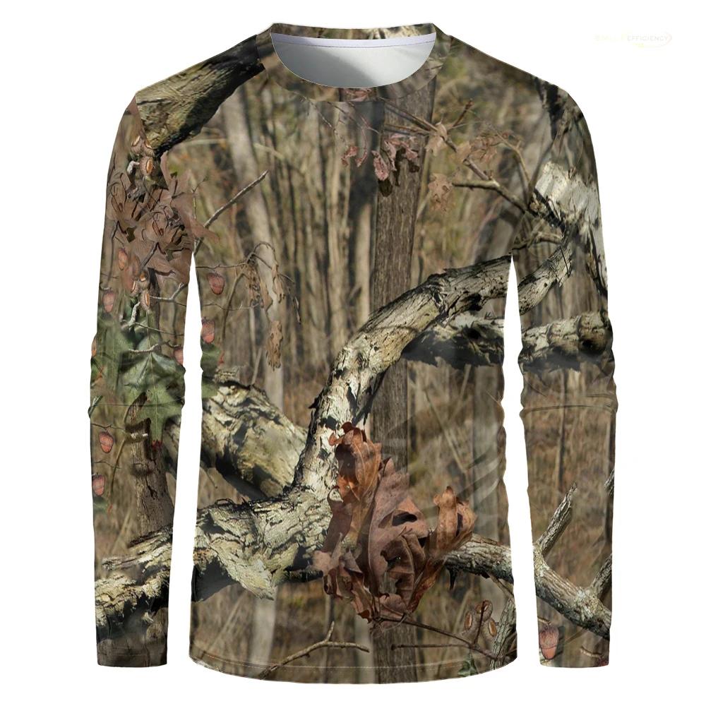 CamSolomon-T-shirt de chasse à manches longues imprimé forêt pour hommes, haut surdimensionné, entra