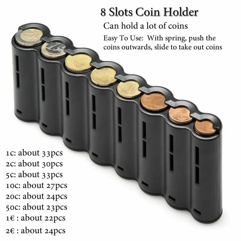 Créatif Portable stockage de pièces de monnaie Multi poches Euro portefeuille taille sac 8 fentes Eu