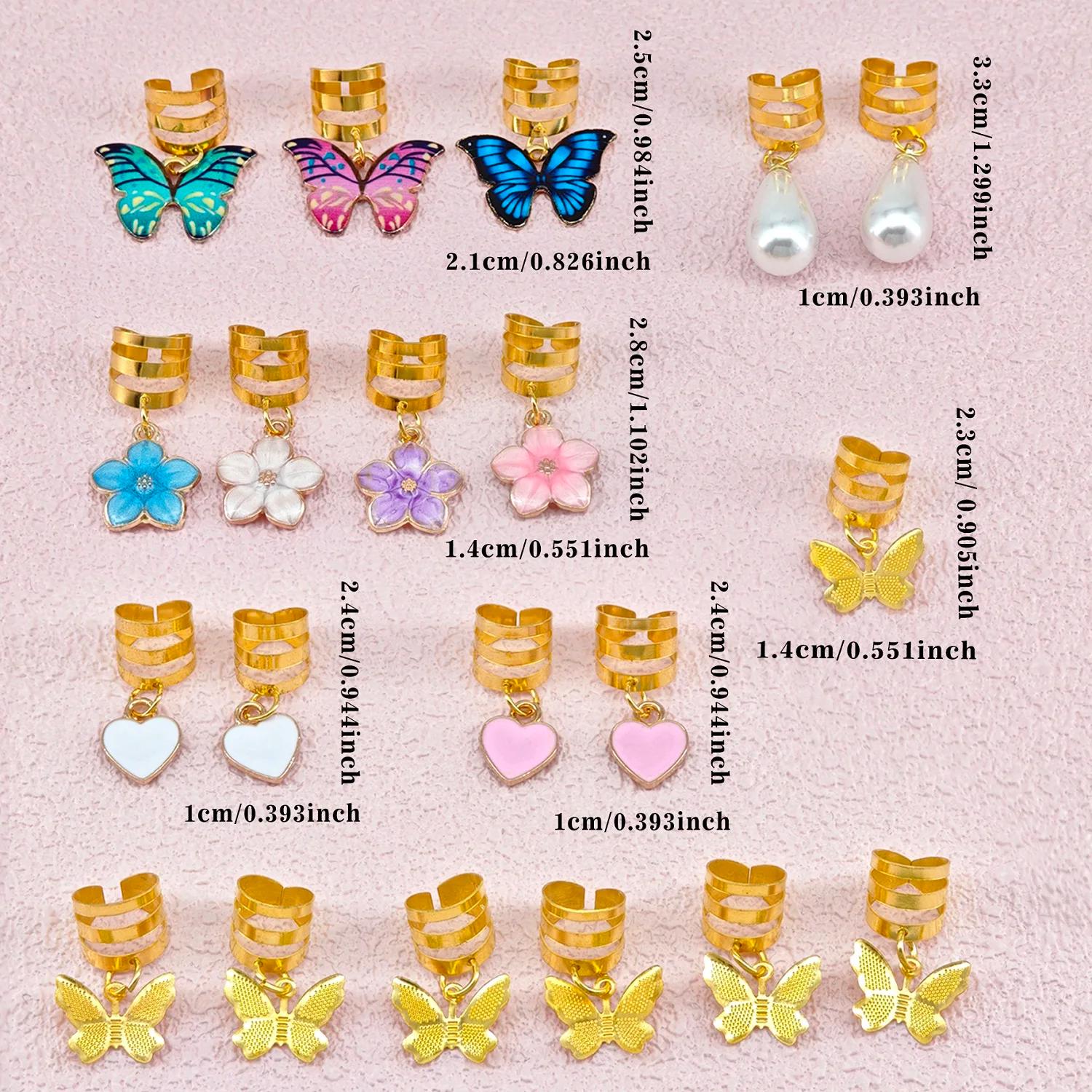 Pinces tressées papillon en cristal, 20 pièces, accessoires pour cheveux, Dreadlock, pendentif papil