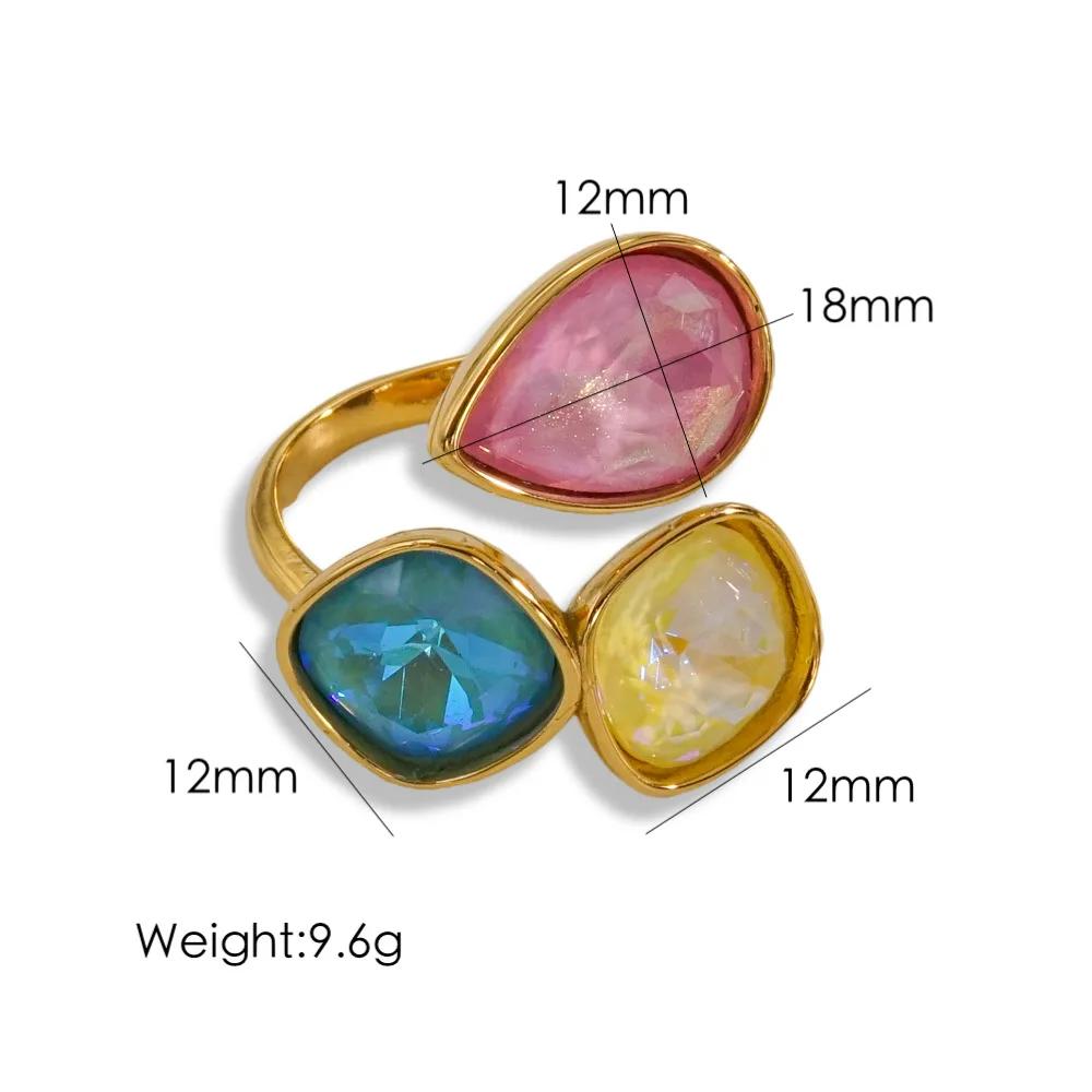 CARLIDANA bijoux de mode anneaux ouverts plaqué or 18 carats en acier inoxydable Simple multicolore 