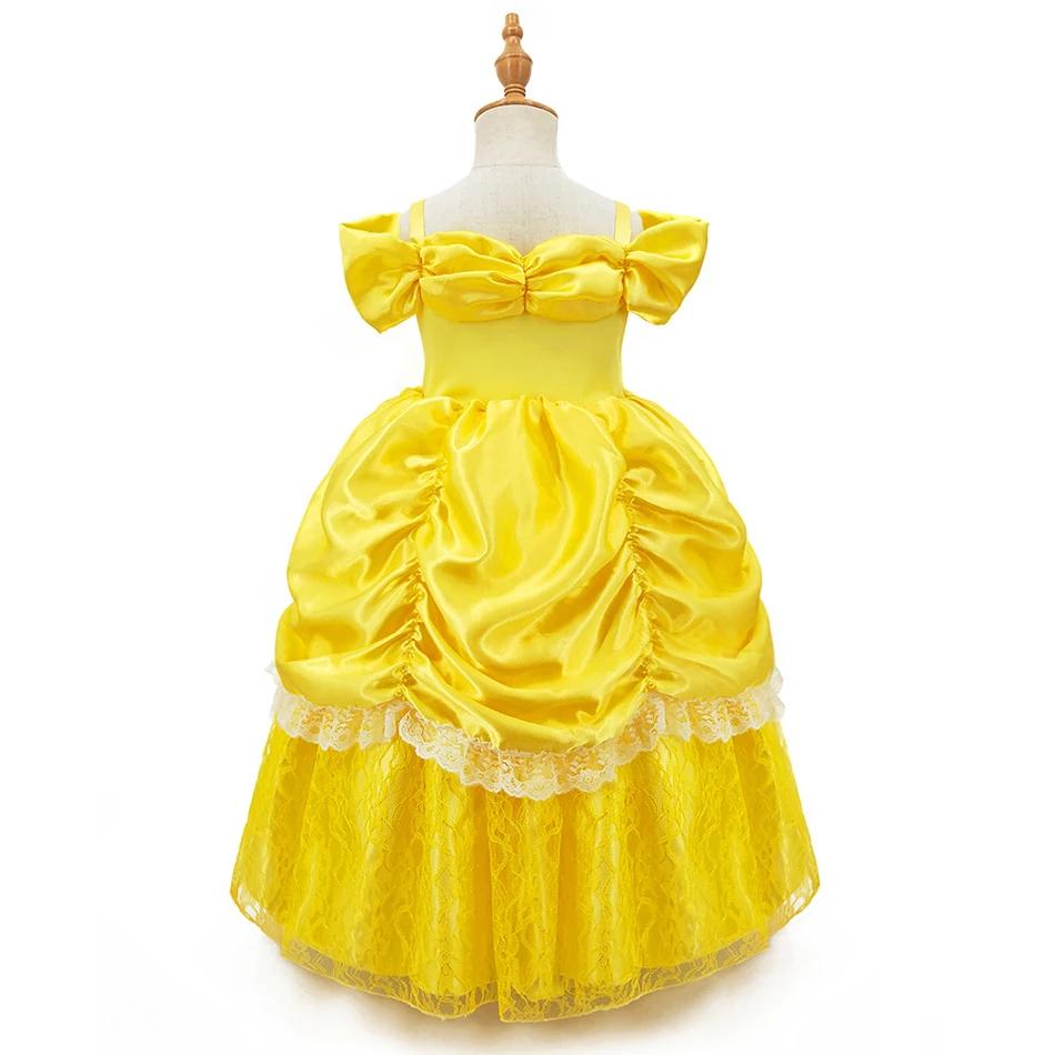 Robe princesse Cosplay Belle pour filles 2-11 ans - Costume fête anniversaire carnaval Noël élégant