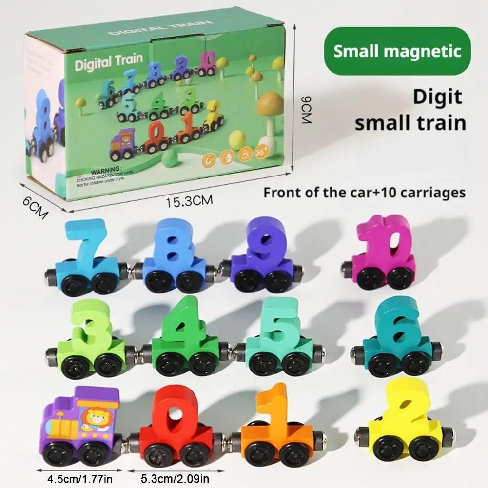 Train magnétique en bois avec blocs de construction, voiture d'assemblage, outil d'apprentissage pré