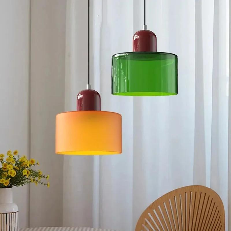 Lustre en verre nordique moderne pour chambre à coucher, lampe de chevet longue ligne, petit lustre 
