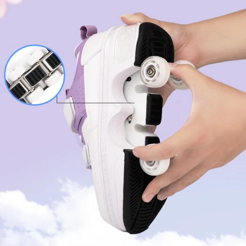 Nouveaux enfants roues chaussures étudiant en plein air rouleau baskets patins adulte Runaway Parkou