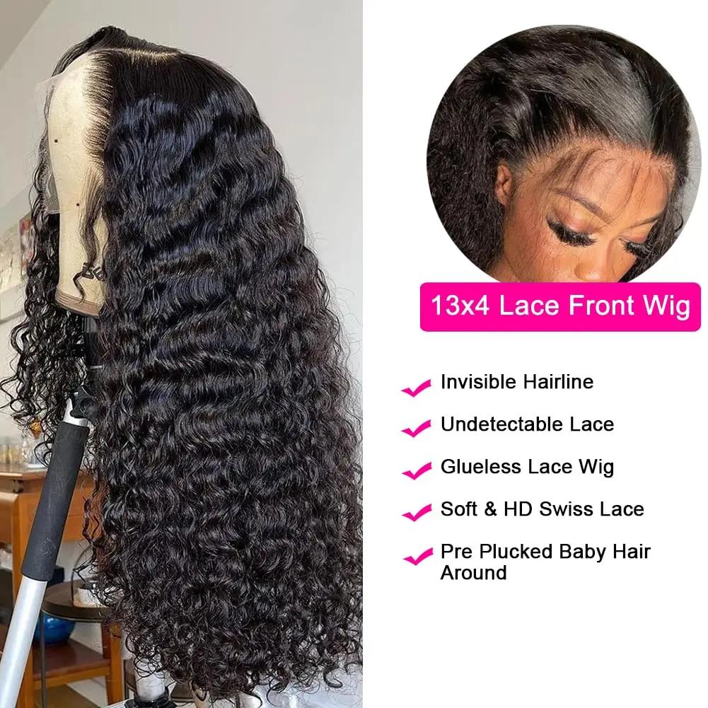 180% vague profonde frontale perruque 13x6 HD dentelle frontale perruques pour les femmes vague d'ea