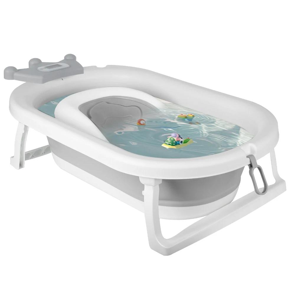 Baignoire Pliable Convient Aux Bébés de 0 à 36 Mois, Ergonomique et Peu Encombrante, avec Thermomètr