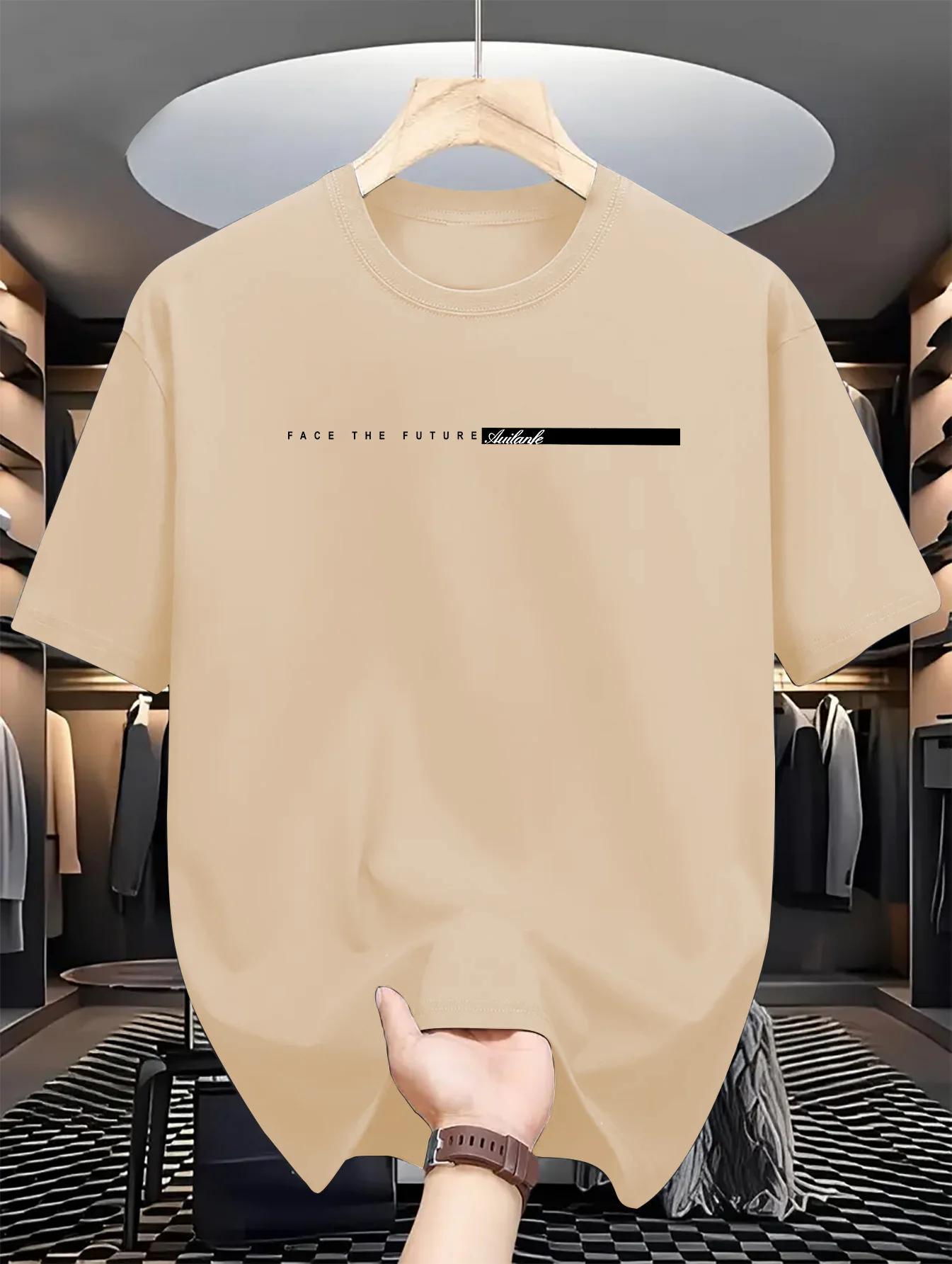 T-shirt à Manches Courtes et Col Rond pour Homme, Haut Décontracté, Coupe Ample, Grande Lettre Impri