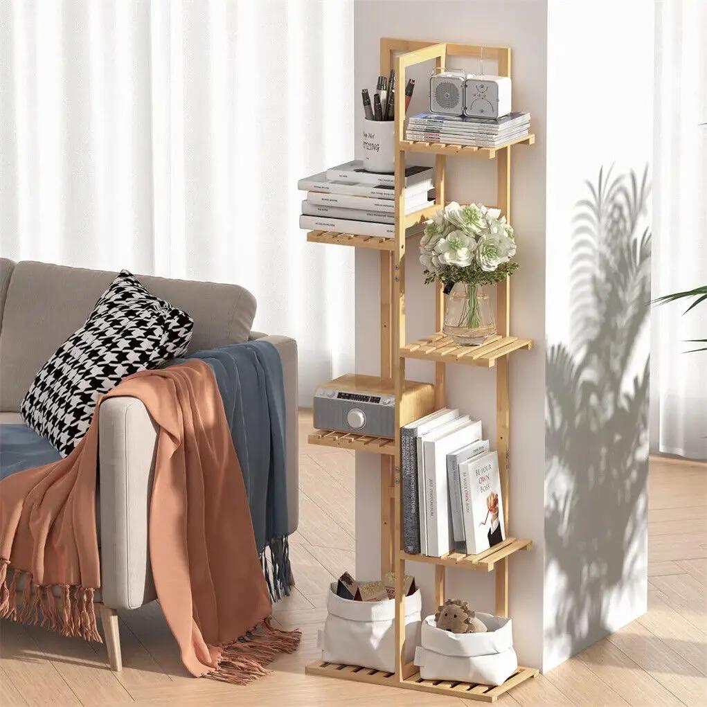 Grand Support d'Angle en Bambou T1 pour Plantes, Plusieurs Fleurs, Étagère d'Niket d'Extérieur