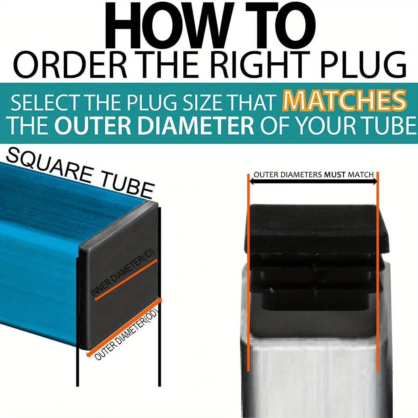 Couvre-pieds de meubles 20 pièces, Double bouchon pour tube carré, chaise anti-rayures et anti-bruit