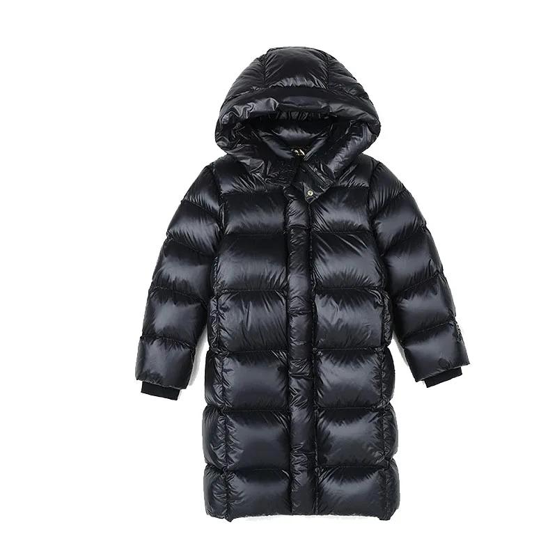 Manteau Long en coton épais noir et or pour enfants, veste d'hiver en coton pour garçons et filles, 