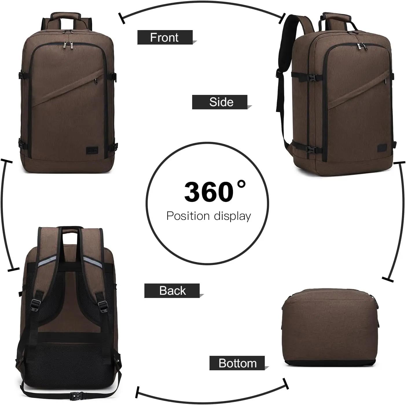 Sac à dos de voyage KONO 38L homologué pour le transport aérien, 55x35x20cm, sac à main multifonctio