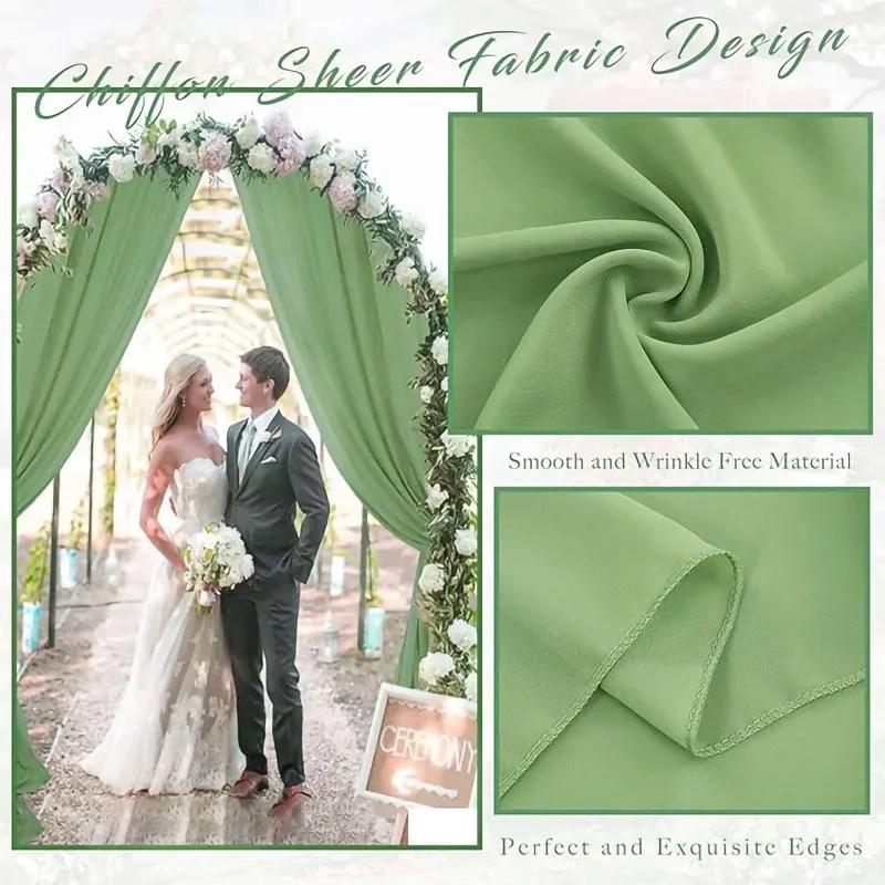 Arc de mariage vert sauge, 2 pièces, rideaux transparents drapés, toile de fond pour fête, cérémonie