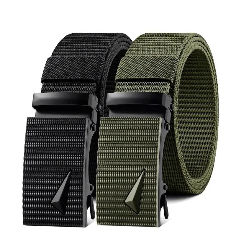 Ceinture de sport en toile automatique pour hommes, sangle en nylon, sangle en métal, travail en ple