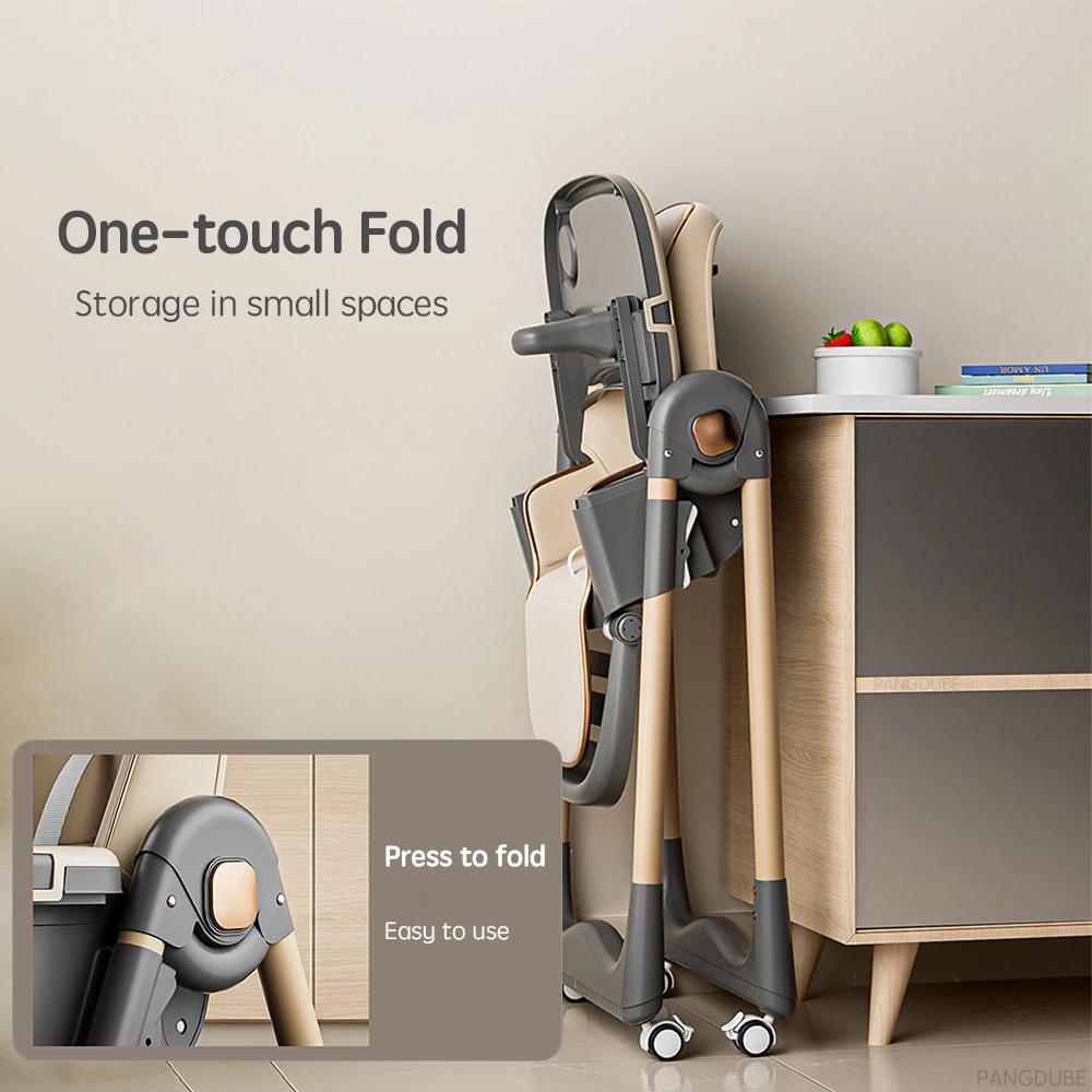 PANGDUBE Chaise haute réglable pour bébé de 0 à 3 ans, siège de salle à manger pliable avec plateau,
