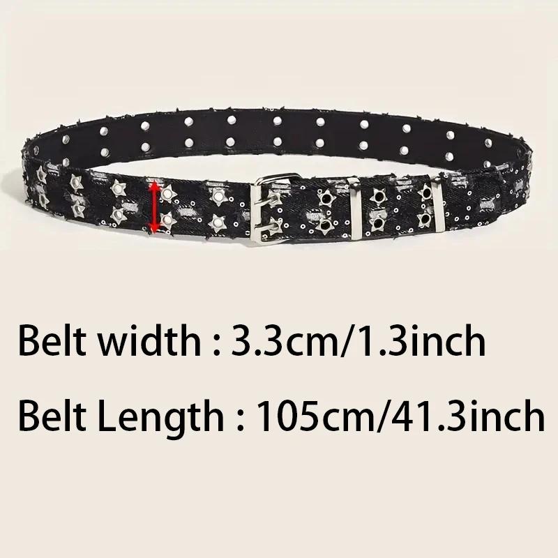 Ceinture de luxe en Denim bleu, accessoires Punk noirs, nouvelle mode, HipHop Y2k, étoile ajourée, b