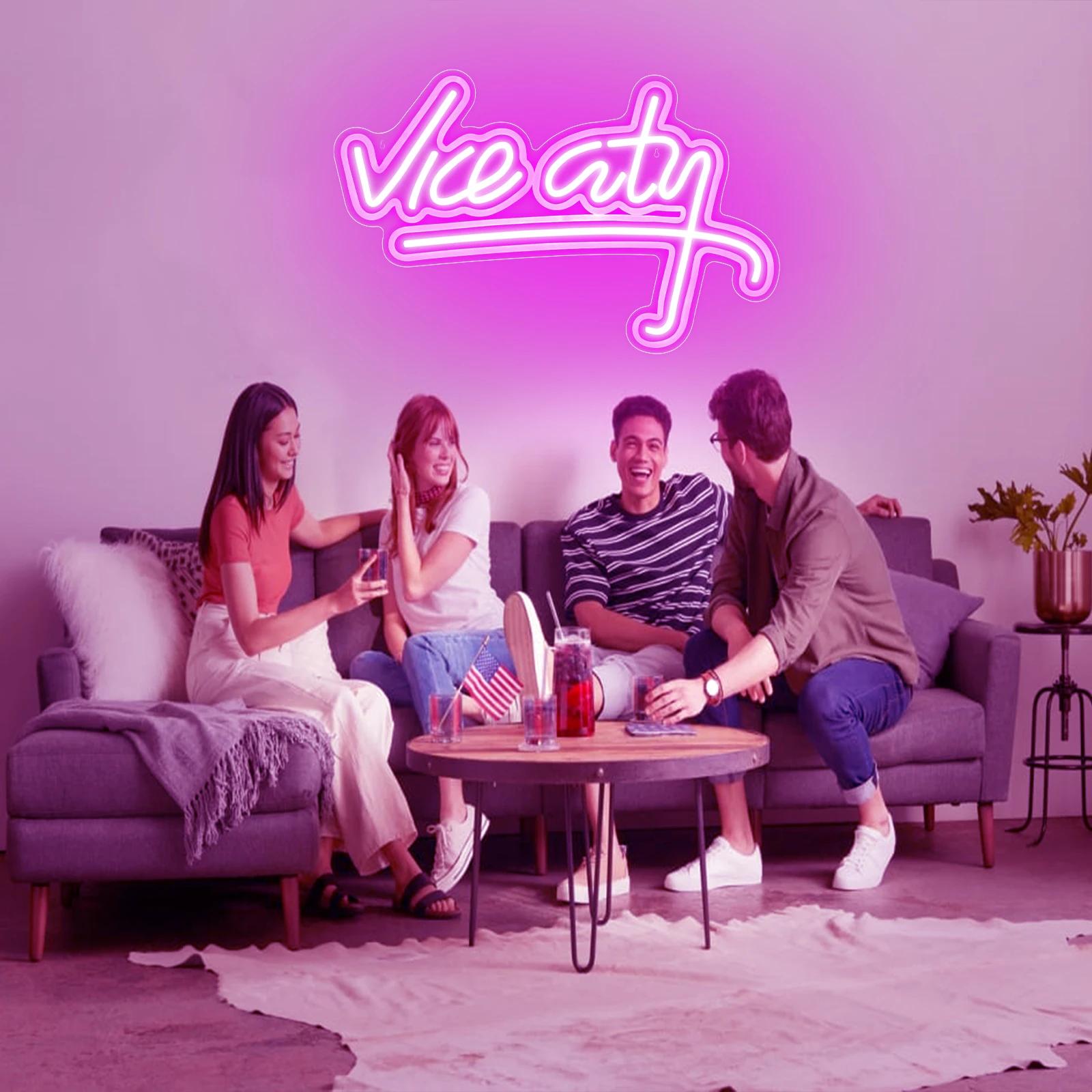 Enseigne au néon Vice City pour décoration murale, néon LED USB, chambre à coucher, chambre d'enfant