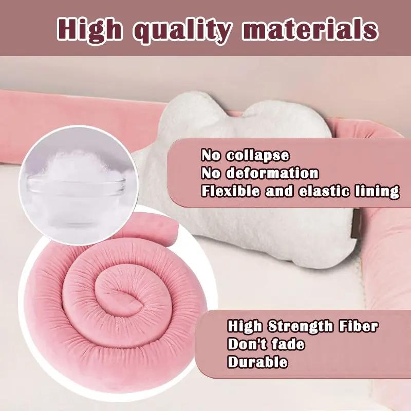 Coussin d'oreiller pare-chocs bébé 2m de long - Protection berceau hauteur 8cm - Décoration chambre bébé