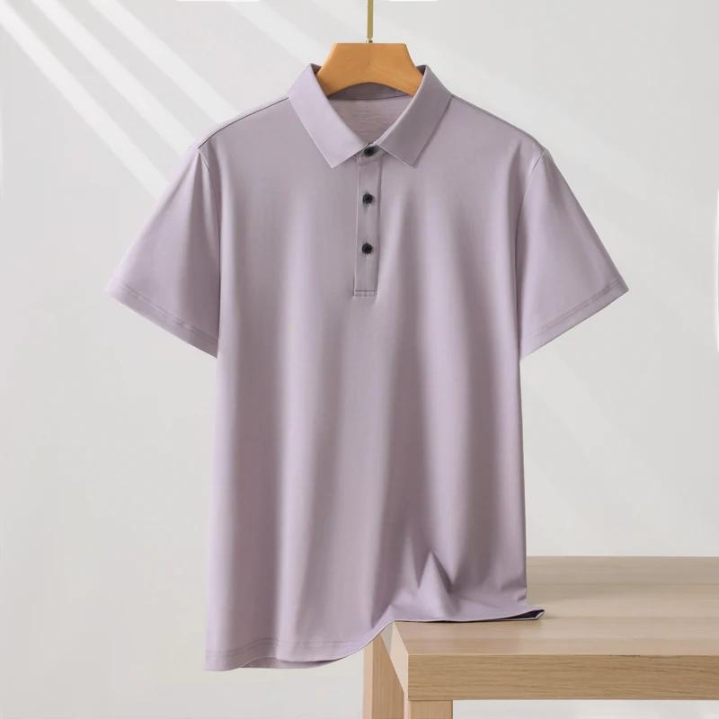 T-shirt Polo Homme Couleur Unie Manches Courtes Été Décontracté Ample Tendance Laisel Modal Tricoté 