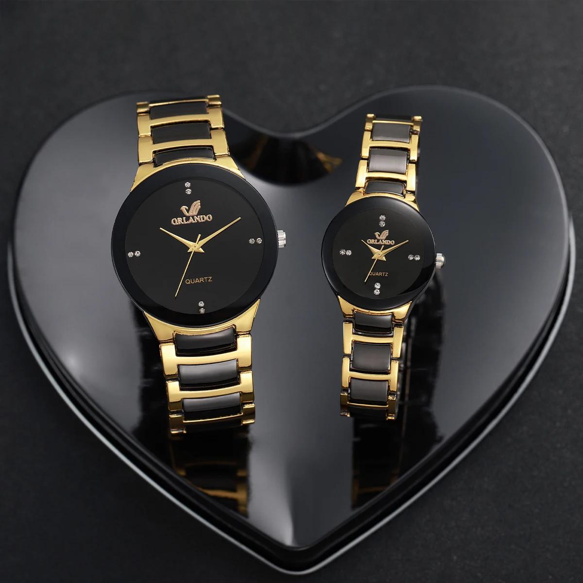Montre à quartz en acier inoxydable pour hommes et femmes, montres-bracelets d'affaires, mode couple