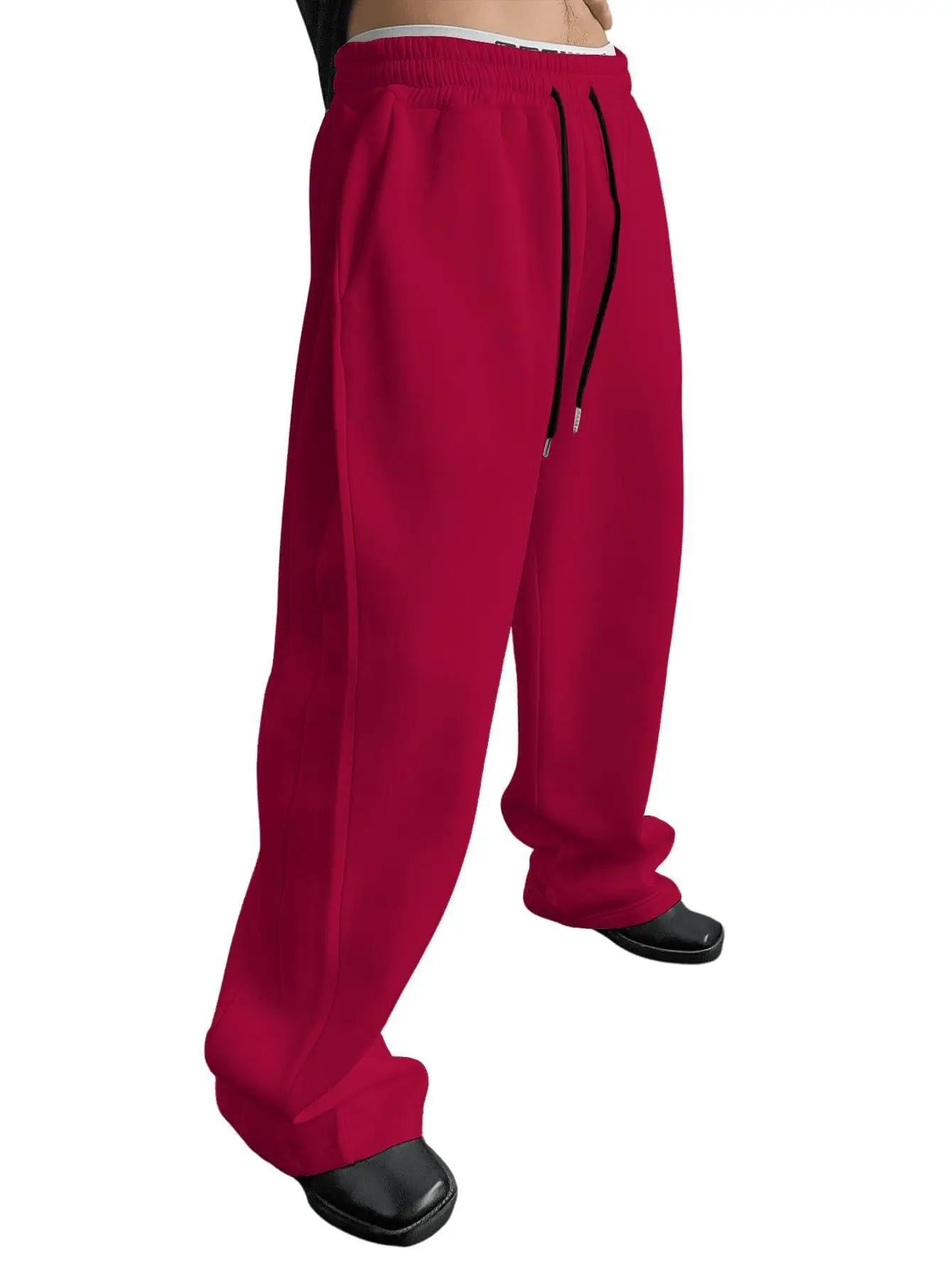 Pantalon de survêtement pour hommes, cordon de serrage, jambe droite, jambes larges, coupe ample ave