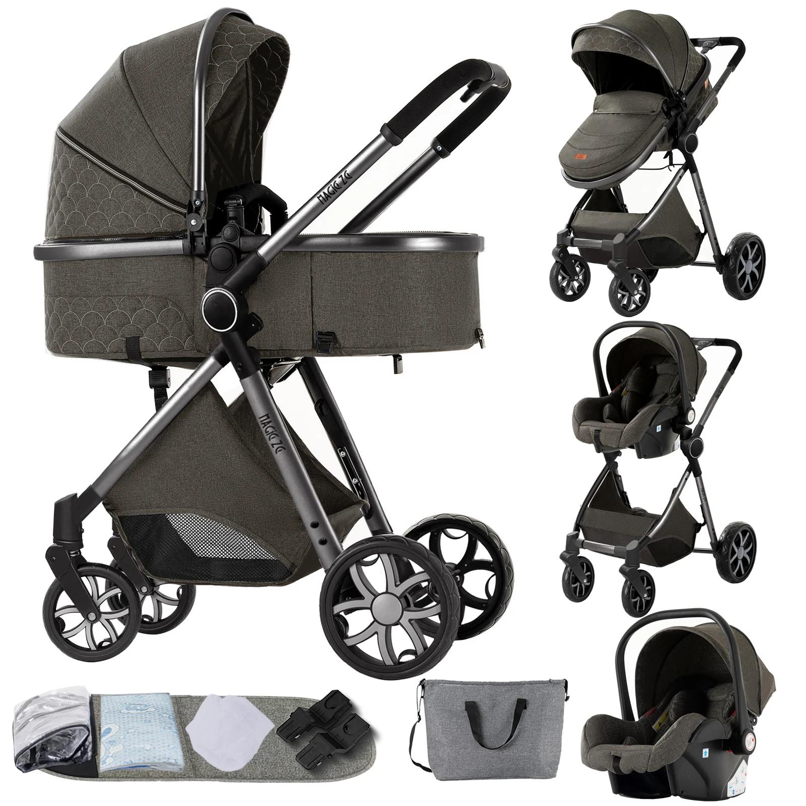 Poussette compacte 3 en 1 pour bébé avec berceau, landau de luxe pour bébé, poussette légère pour bé