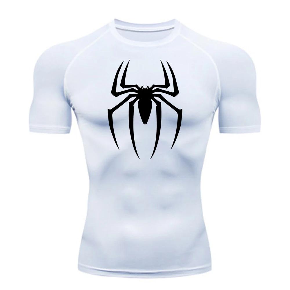 Chemise de Compression imprimée araignée pour hommes, T-Shirt à séchage rapide, maillot de course de