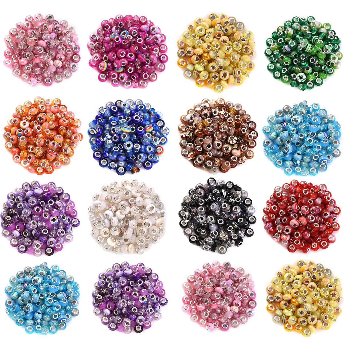 50 pièces de perles acryliques rondes plates de 14mm à grand trou, perles d'espacement en acrylique 