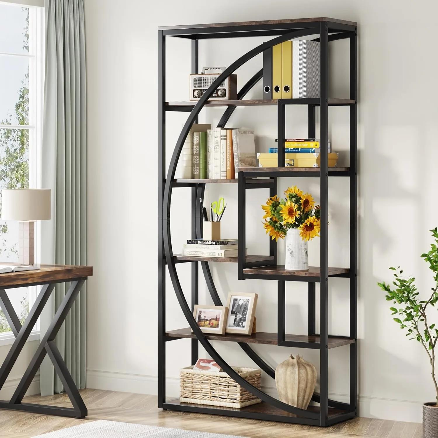 Bibliothèque, bibliothèque industrielle Etagere à 5 niveaux, bibliothèque de 70,8 pouces de haut, ét