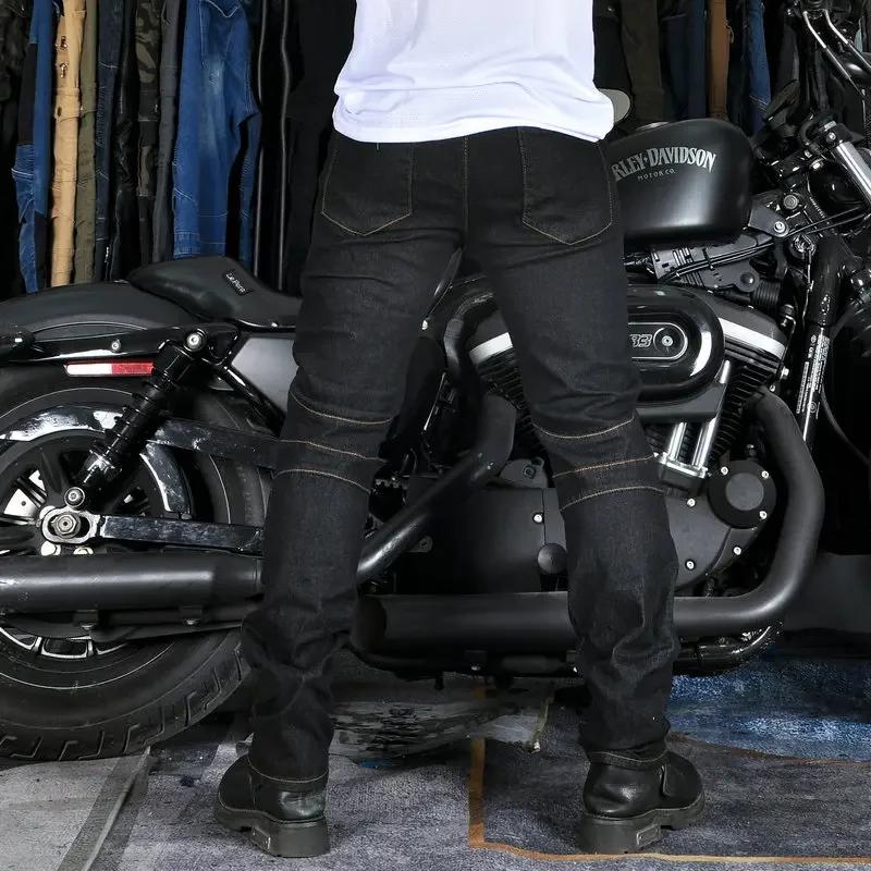 Pantalon en jean de moto pour hommes, antidérapant, résistant à l'abrasion, tous temps, ajustement c