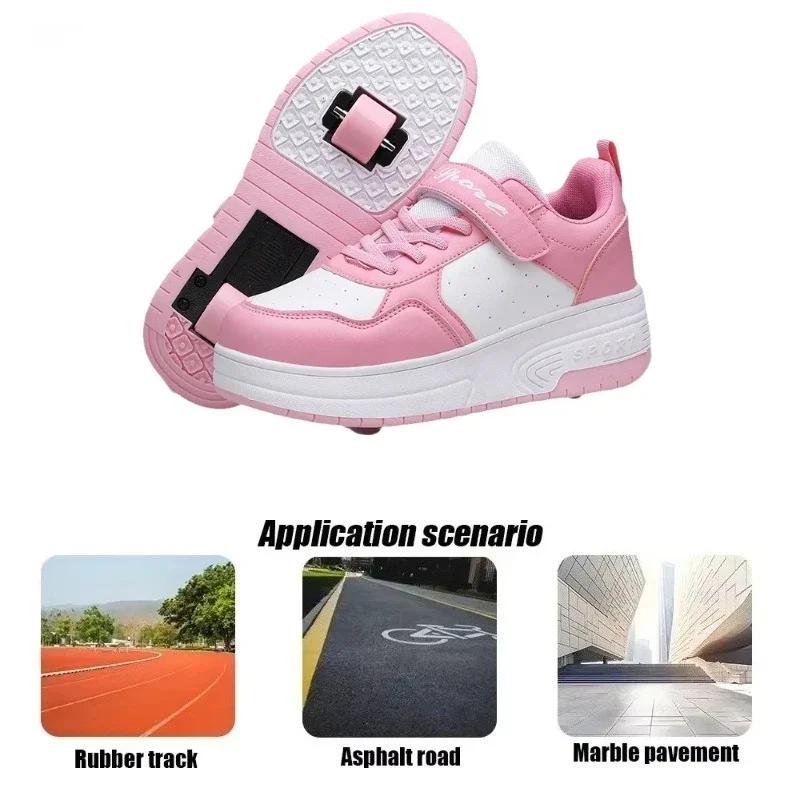 Chaussures de patins à roulettes de Sport pour enfants à deux roues en cuir ultra-léger pour enfants