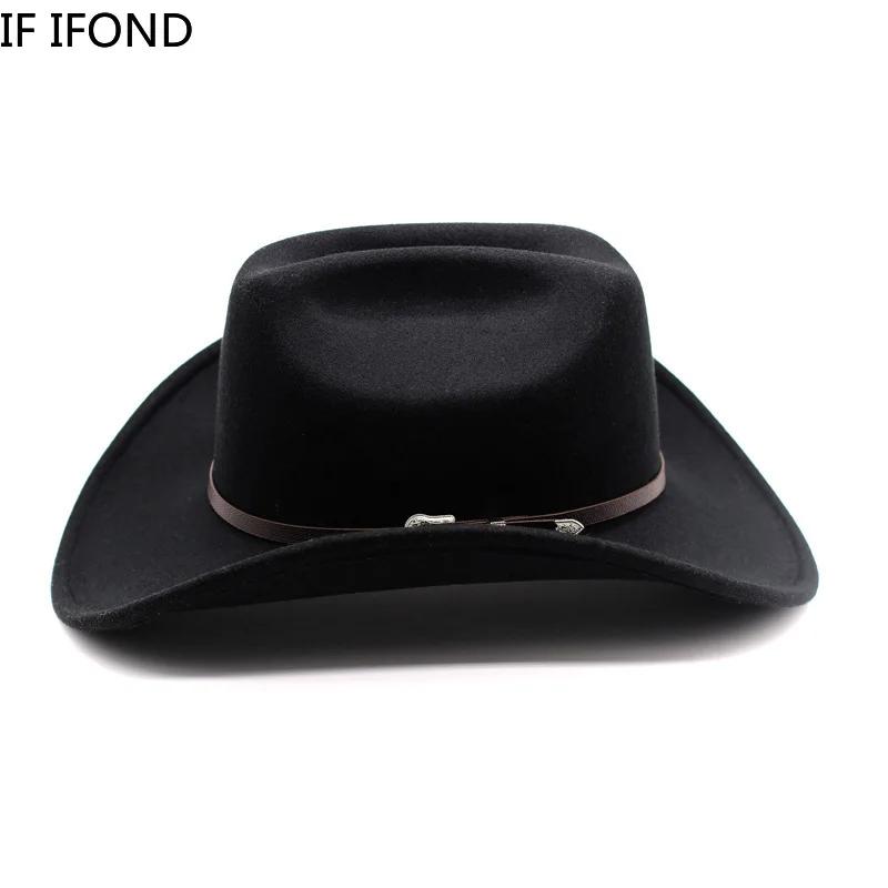 Chapeau de Cowboy occidental Vintage pour hommes, Cowgirl de Jazz avec Cloche en cuir à large bord, 