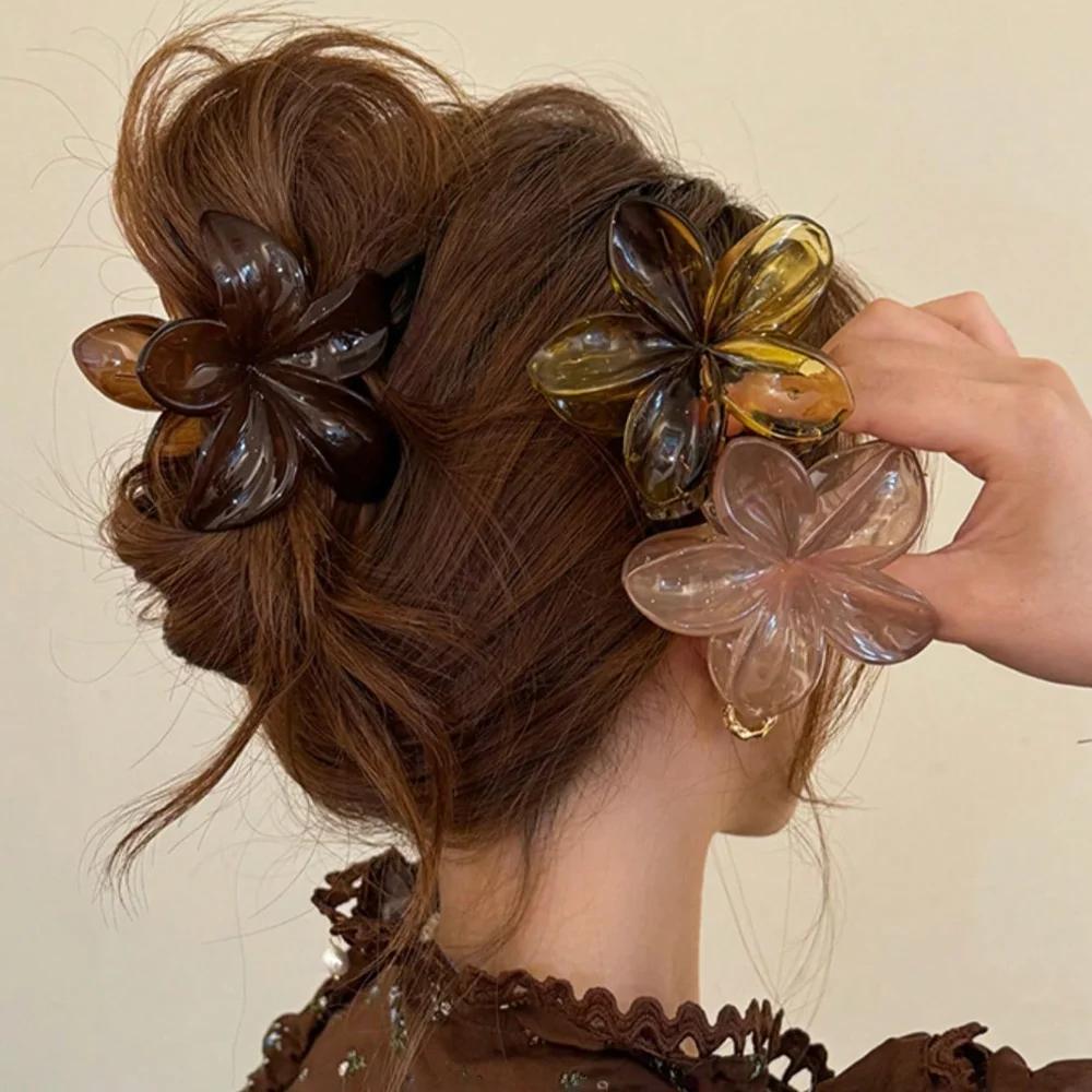 Pinces à cheveux princesse sirène Laser en forme de fleur pour femmes, 8cm/3,15 pouces, grande taill