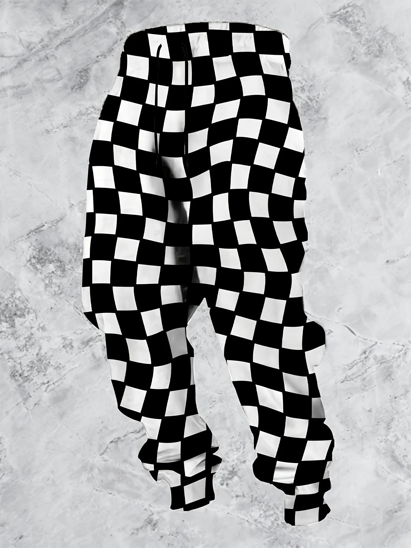 2025 pantalon à motif à carreaux pantalon de rue poches latérales pour hommes cordon élastique panta