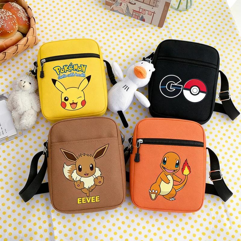 Sac à bandoulière mini en nylon pour téléphone portable, motif Pikachu, Gengar, Charmander, sacoche 