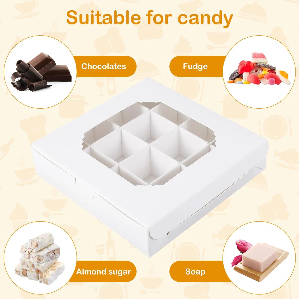Boîtes à bonbons blanches vides avec Inserts, fenêtre transparente et séparateur pour chocolat sucré