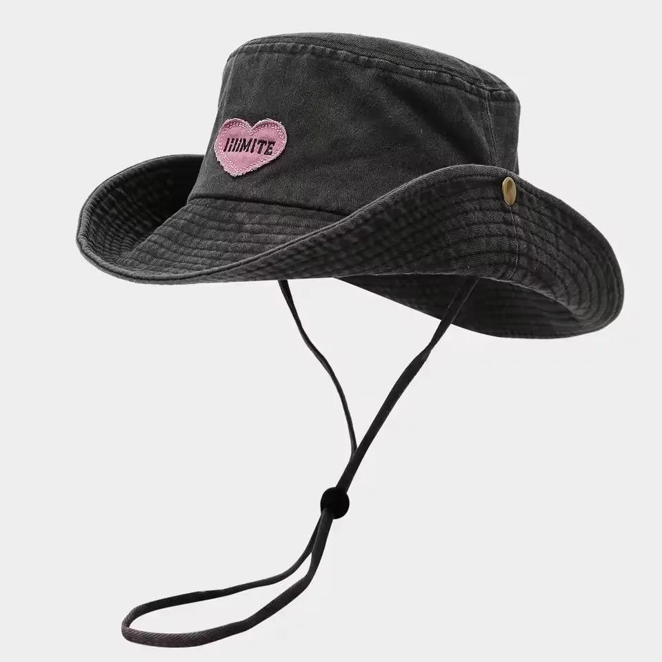 Chapeaux de Cowboy délavés rétro japonais pour femmes, Protection solaire de Camping en plein air, c
