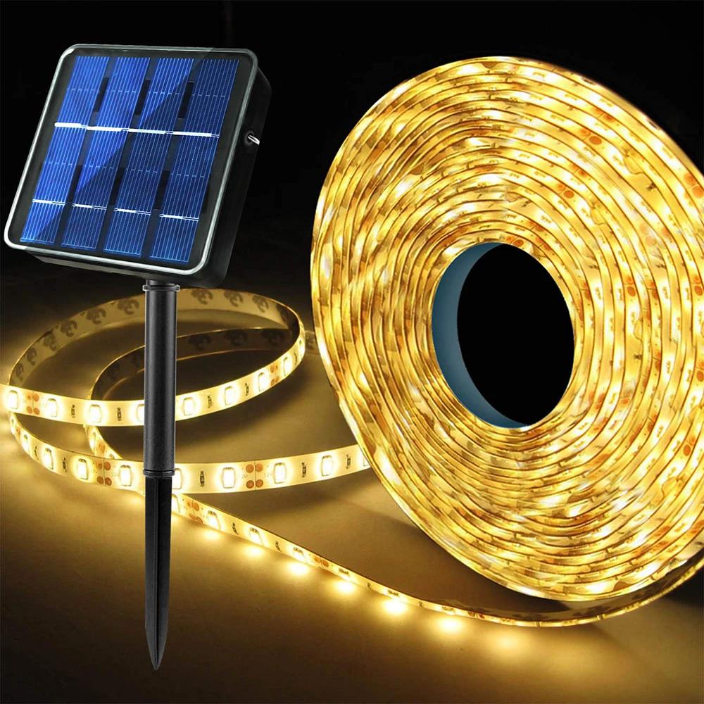 Bande lumineuse solaire extérieure à LED, bande lumineuse étanche IP65, adaptée à la décoration de l
