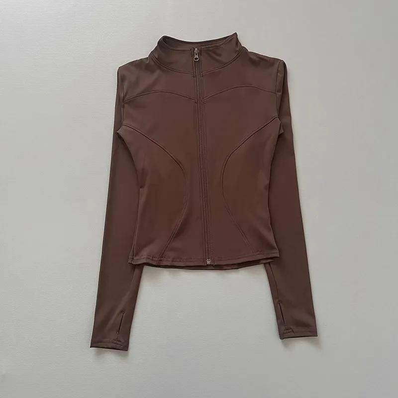 Veste d'entraînement pour femmes, extensible, ajustée, fermeture éclair sur le devant, manches longu