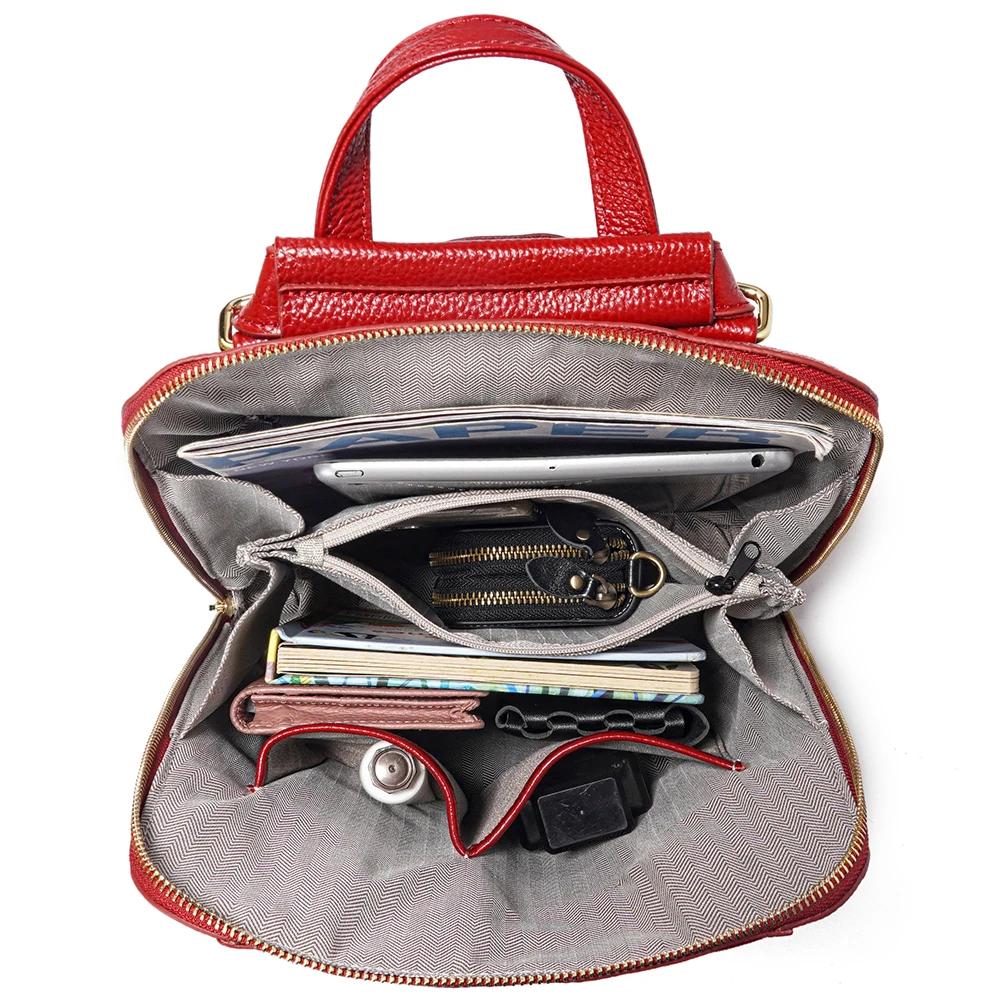 Zency Sac à dos 100% cuir véritable pour femme, motif crocodile, adapté aux ordinateurs portables A4