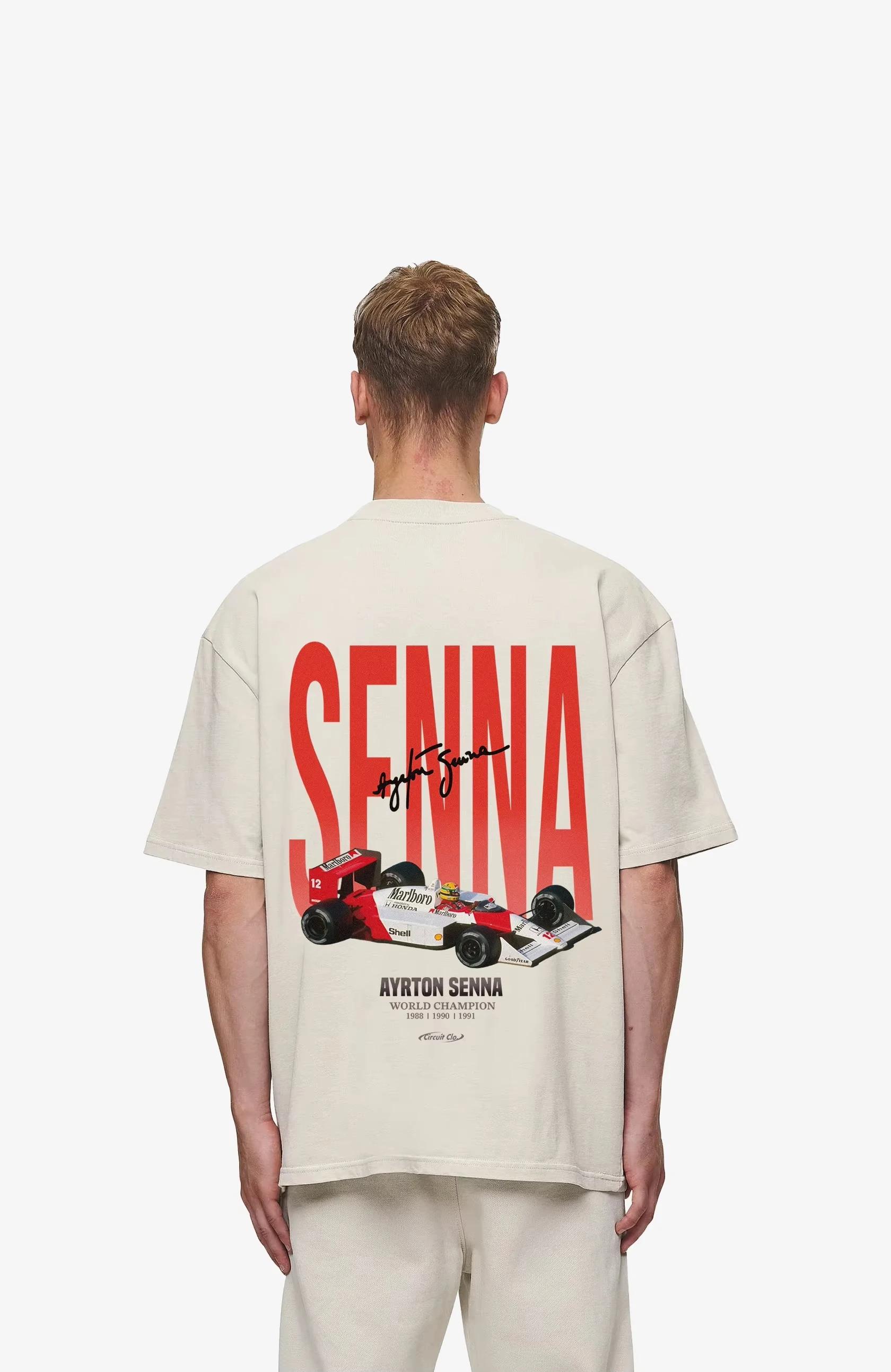 T-shirt col rond pour hommes, décontracté, en pur coton, avec imprimé de course, Ayrton Senna, surdi