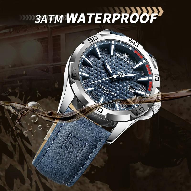 NAVIFORCE marque hommes mode montres à Quartz mâle bracelet en cuir Sport étanche montres calendrier