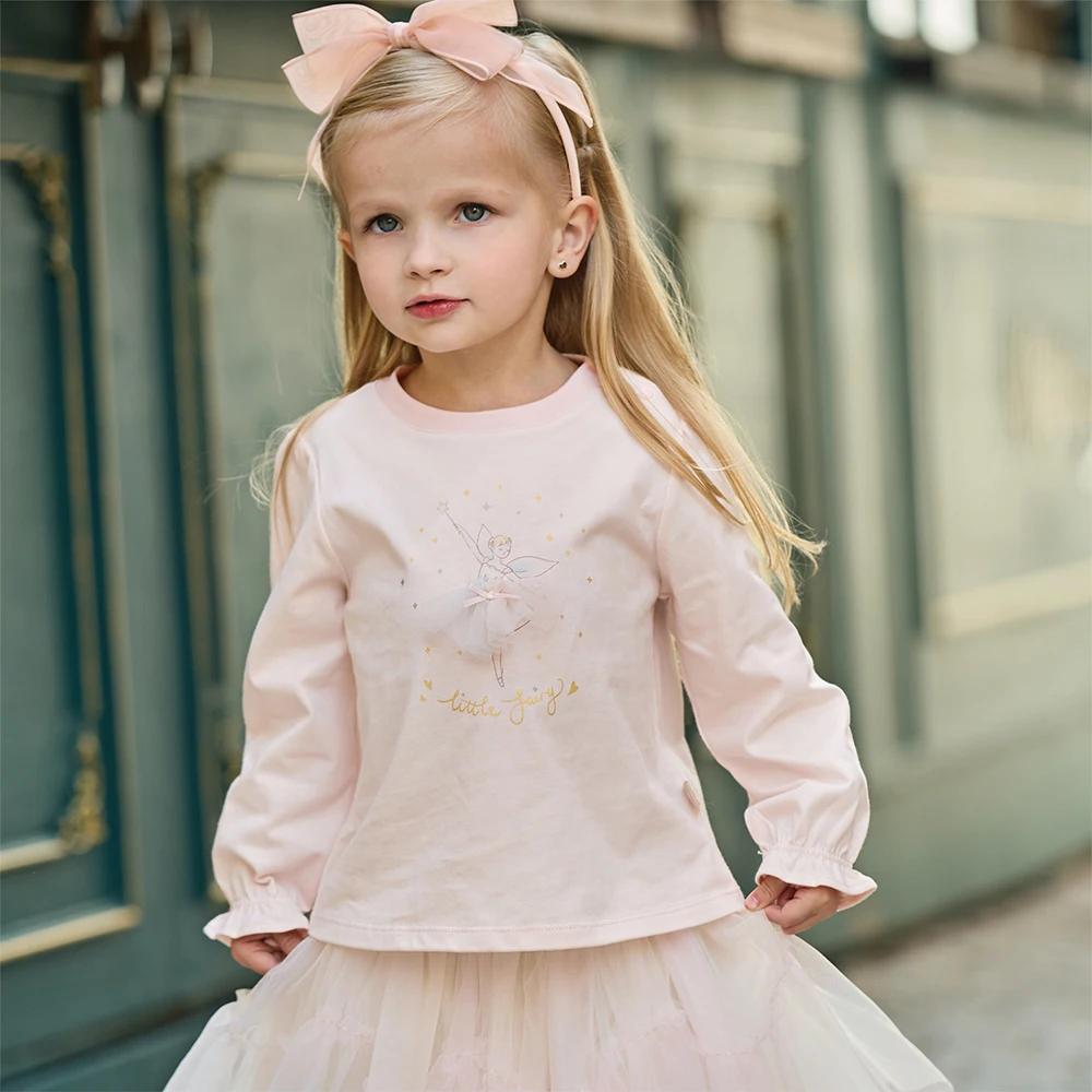 Ensemble jupe et t-shirt en maille pour filles Dave Bella, t-shirt à manches longues imprimé pour bé