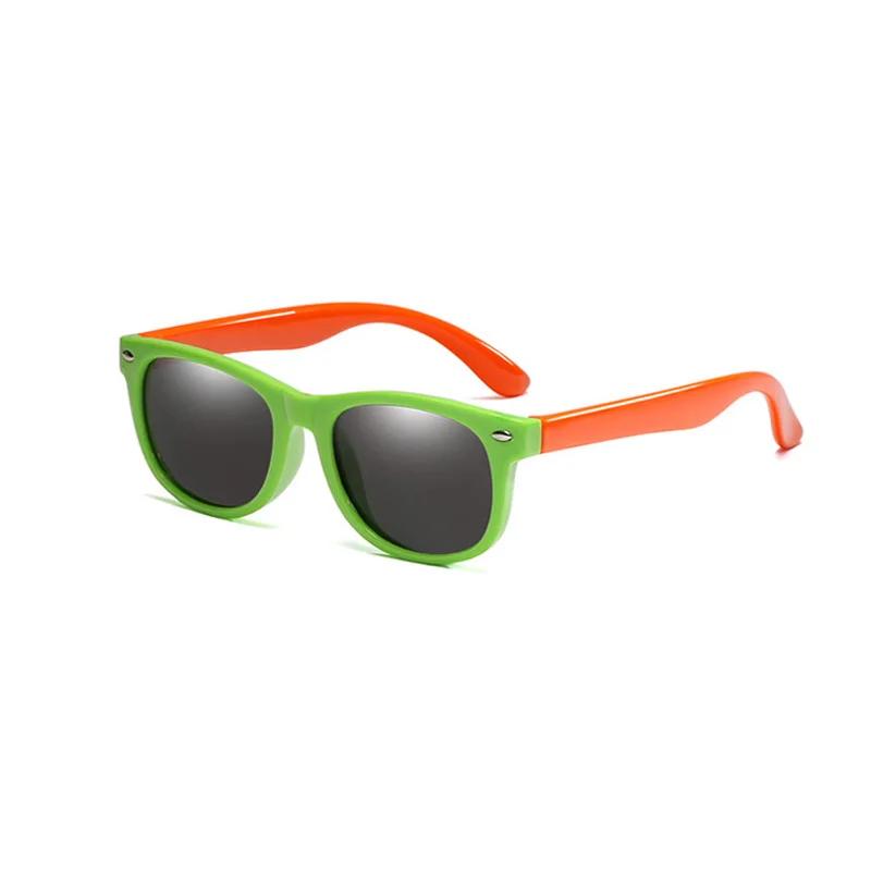 Lunettes de soleil polarisées pour enfants TR90, monture en Gel de Silicone, carrées classiques, pou