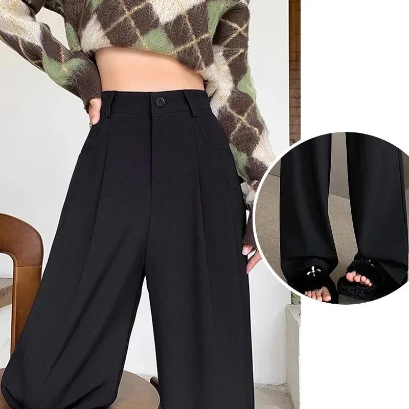 Femmes mode costume pantalon dame respirant Baggy taille haute jambe large pantalon d'été dame jambe
