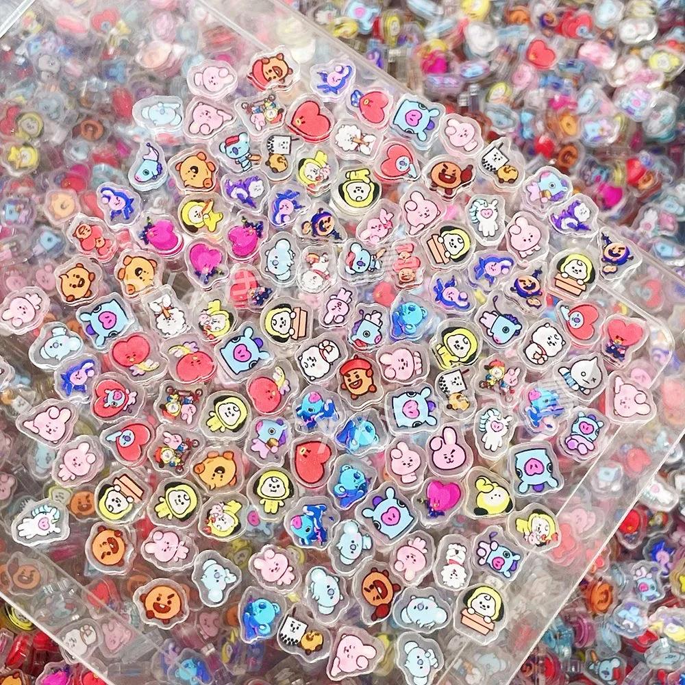 100 mini-plaques acryliques BT21 pour accessoires DIY, décoration, aimants de réfrigérateur mignons,