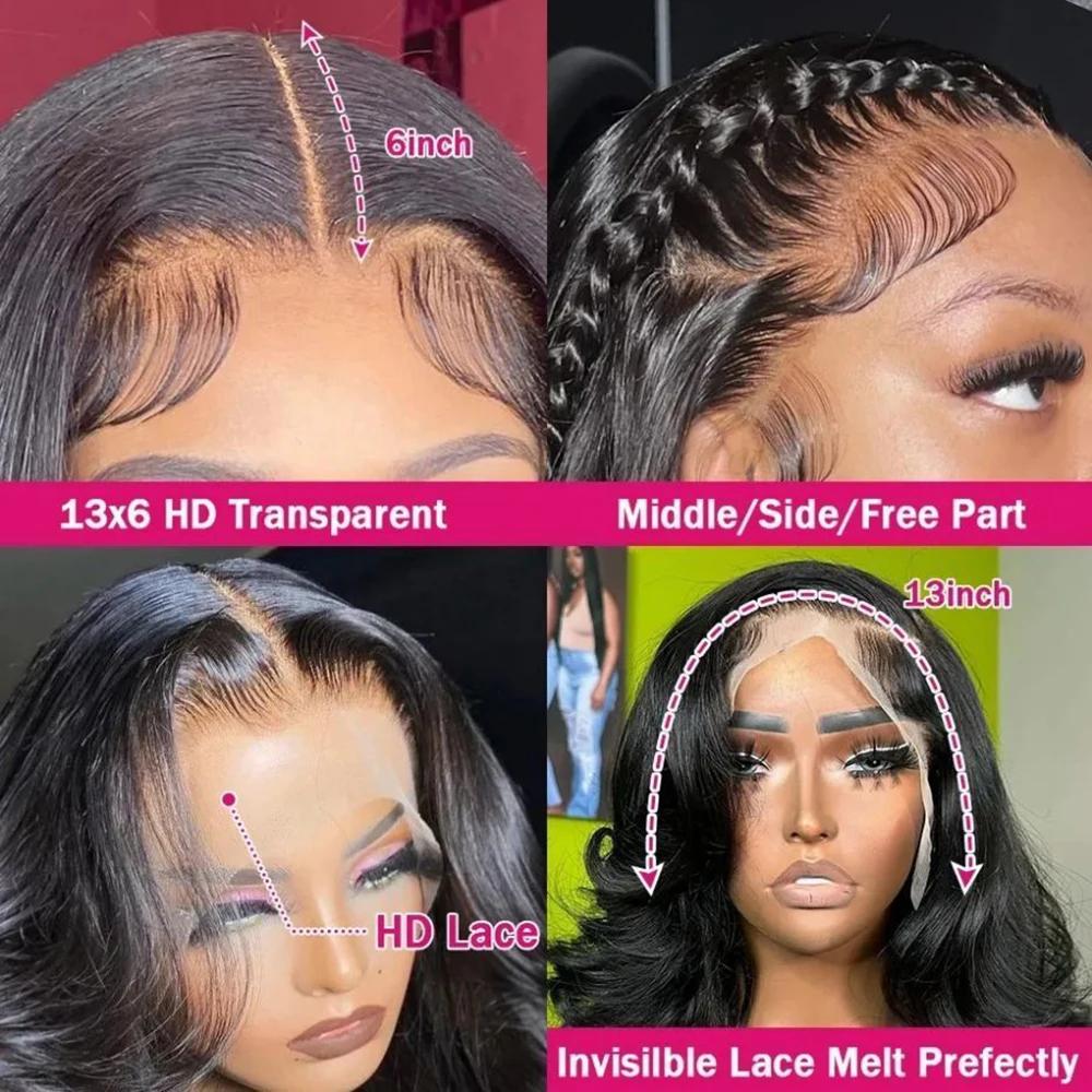 Surprise ! ! ! PRPromotion-Perruque brésilienne Body Wave pour femme, 13x4, 13x6, 360 Transparent La
