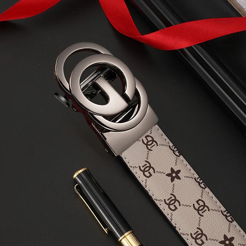 Ceinture en cuir véritable pour hommes, alliage métallique, boucle automatique, marque de luxe, Desi